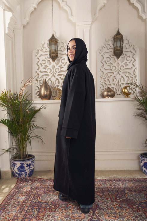 Black Ribbed Long Cardigan - Khotwh