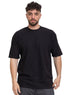 Black Ribbed Over Size Round T-Shirt - Khotwh