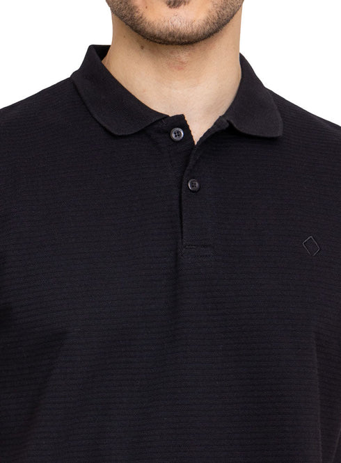 Black Ribbed Polo - Khotwh