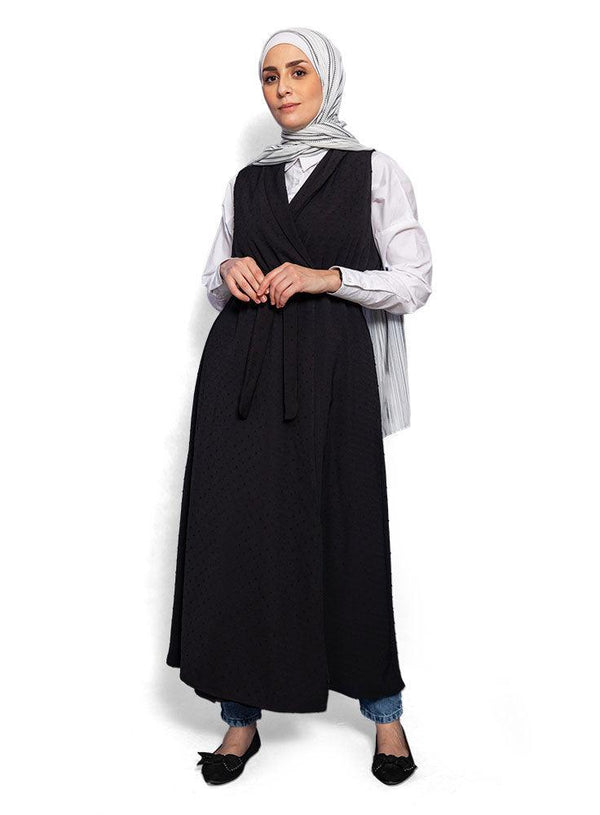 Black Robe Cut Dress - Khotwh