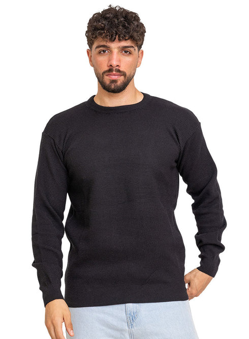 Black Round Pullover - Khotwh