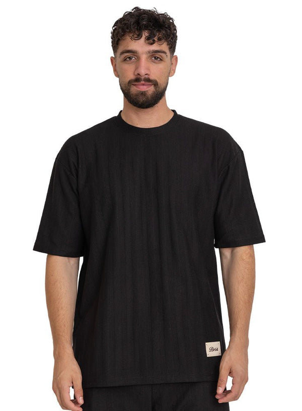 Black S - Jacquard O - S Round T-Shirt - Khotwh