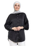 Black Satin Over Size Shirt - Khotwh