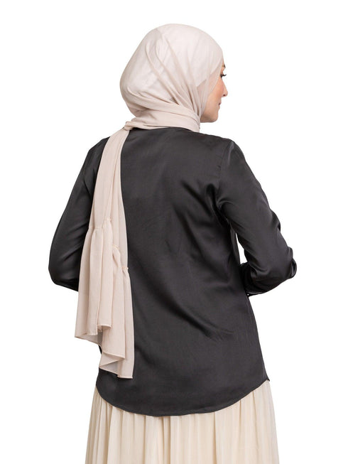 Black Satin Tape Blouse - Khotwh