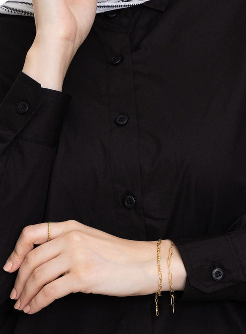 Black Short Poplin Shirt - Khotwh