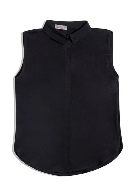 Black Sleeveless Basic Shirt - Khotwh