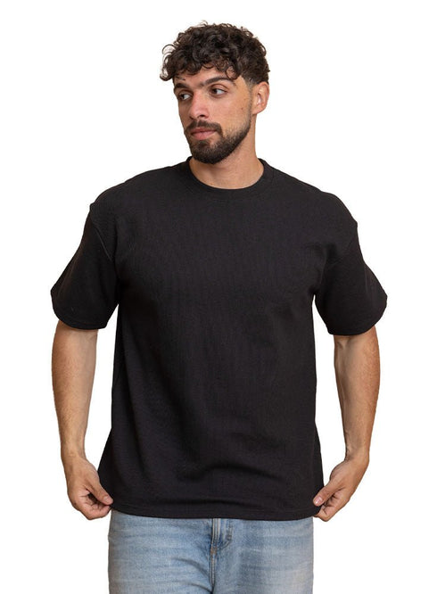 Black Squares O.S Round T-Shirt - Khotwh