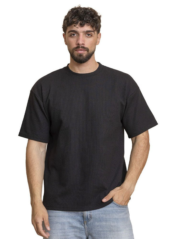 Black Squares O.S Round T-Shirt - Khotwh