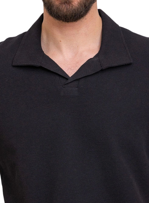 Black Squares Polo Neck T-Shirt - Khotwh