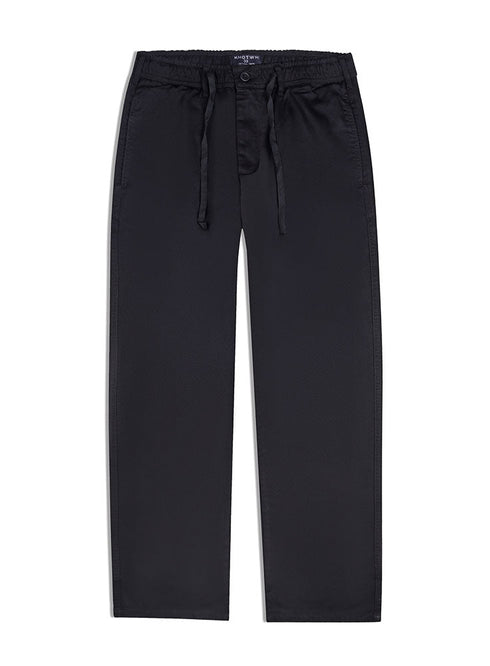 Black Straight Leg Gabardine Pant - Khotwh