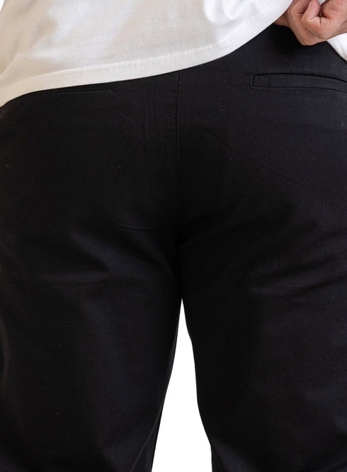 Black Straight Leg Gabardine Pant - Khotwh