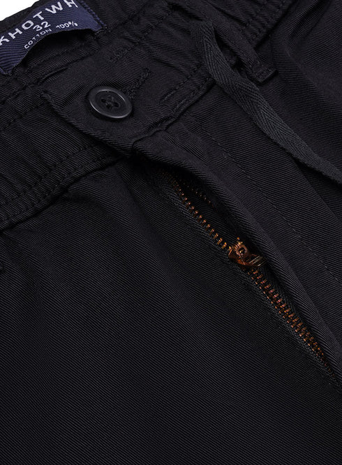 Black Straight Leg Gabardine Pant - Khotwh