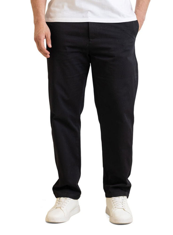 Black Straight Leg Gabardine Pant - Khotwh