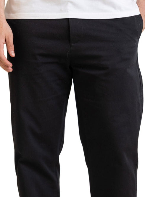 Black Straight Leg Gabardine Pant - Khotwh