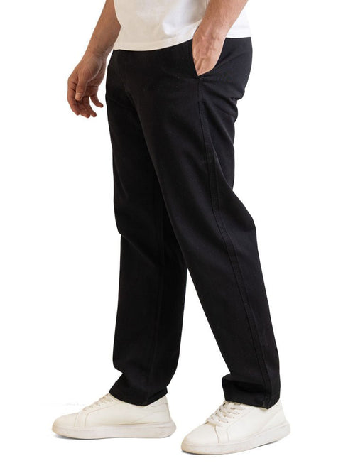 Black Straight Leg Gabardine Pant - Khotwh