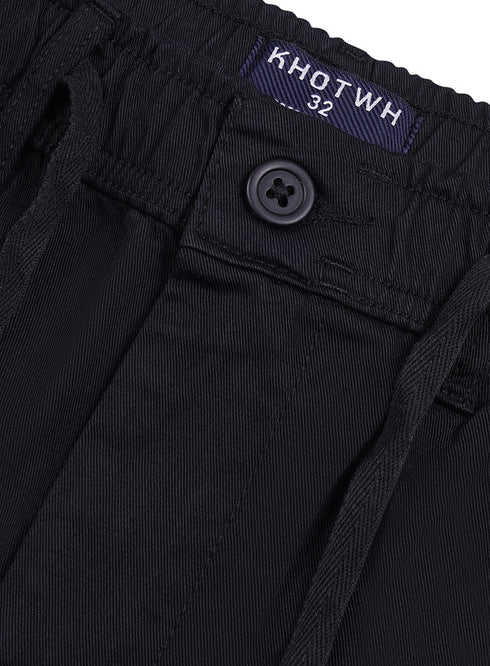 Black Straight Leg Gabardine Pant - Khotwh