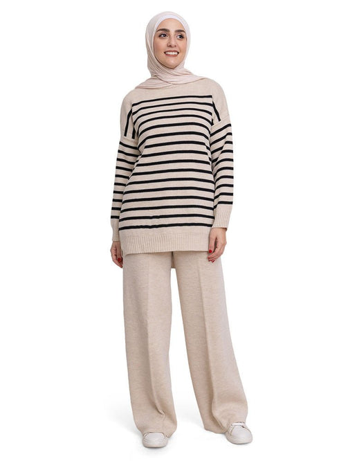 Black Striped Knit Suit 1 - Khotwh