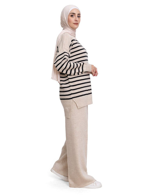 Black Striped Knit Suit 1 - Khotwh