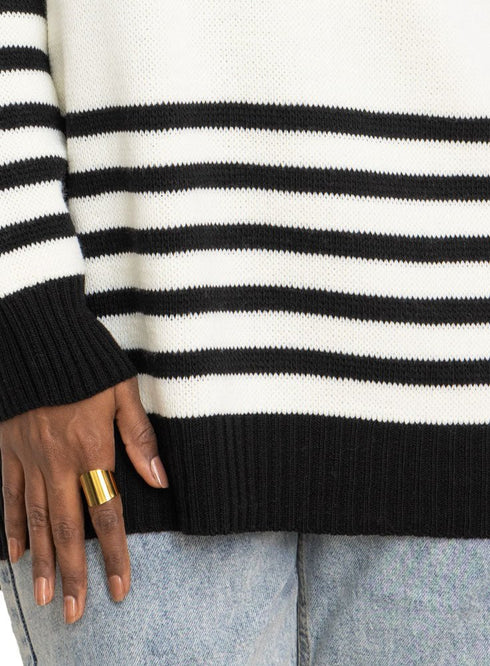 Black Striped Knit Suit 2 - Khotwh