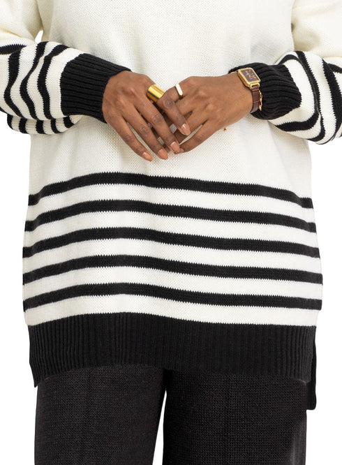 Black Striped Knit Suit 2 - Khotwh