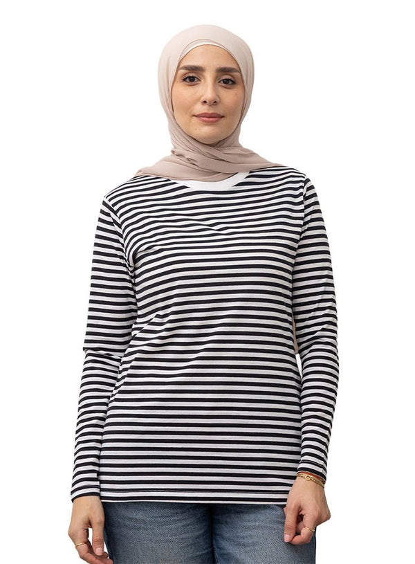 Black Striped Long - Sleeve - Khotwh