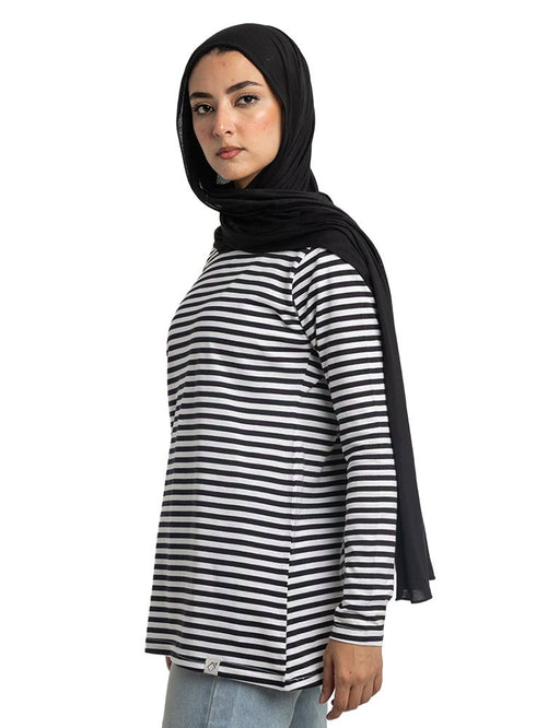Black Striped Long - Sleeve - Khotwh