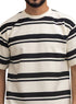 Black Striped - Over Size Round T-Shirt - Khotwh