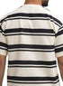 Black Striped - Over Size Round T-Shirt - Khotwh