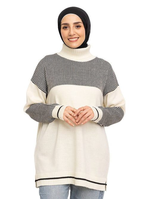 Black Striped Pullover Design 1 - Khotwh