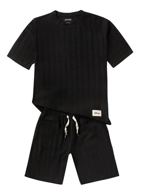 Black Striperd Jacquard Short - Khotwh