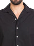 Black Tennis Collar Linen Shirt - Khotwh
