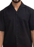 Black Tennis Collar Linen Shirt - Khotwh