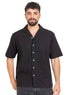 Black Tennis Collar Linen Shirt - Khotwh