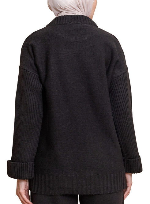 Black Upside Sleeve Plexus Suit - Khotwh