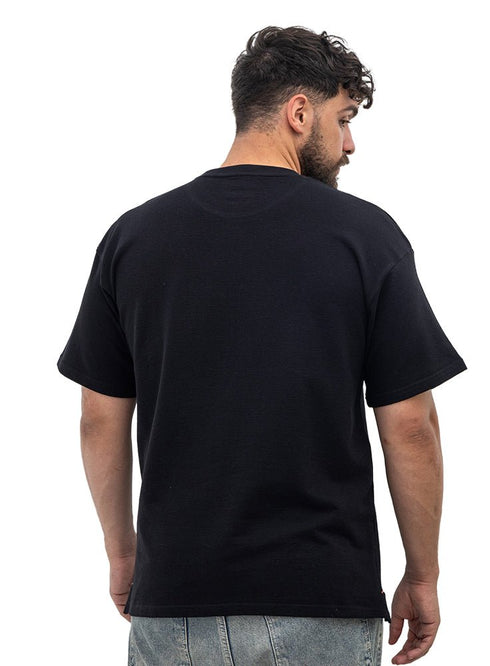 Black V-Crunchy-Oversize Round T-Shirt - Khotwh