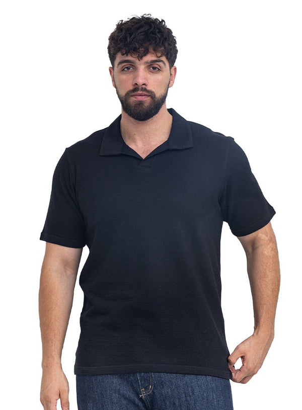 Black V-Neck Crunchy-Oversize T-Shirt - Khotwh