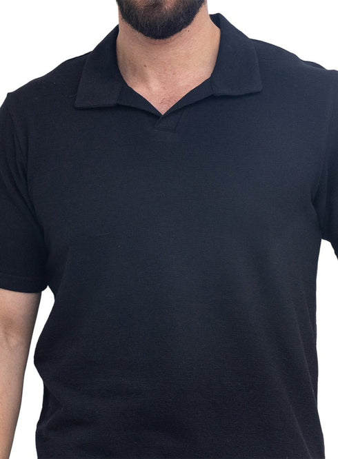 Black V-Neck Crunchy-Oversize T-Shirt - Khotwh