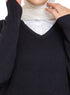 Black V - Neck Knit Pullover - Khotwh