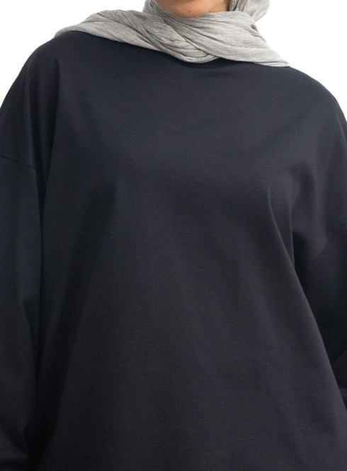 Black V-Over Size Long-Sleeve - Khotwh