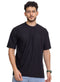 Black Waffle Over Size Round T-Shirt - Khotwh