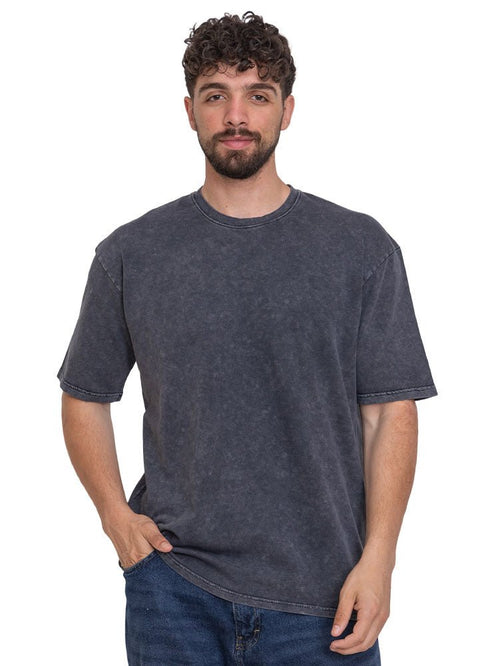 Black Washed O - S Round T-Shirt - Khotwh