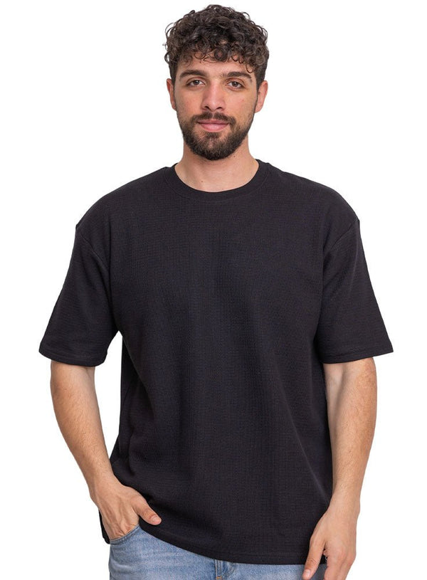 Black Wave O.S Round T-Shirt - Khotwh