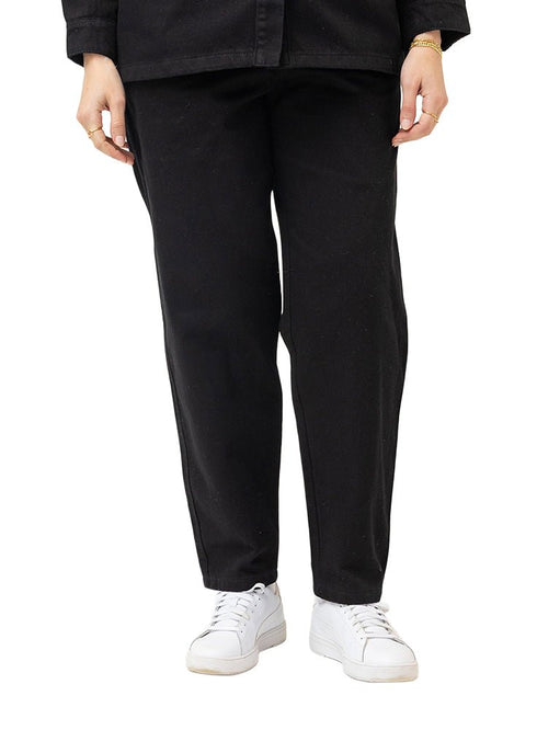 Black Wide Gabardine Pants - Khotwh