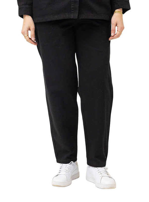 Black Wide Gabardine Pants - Khotwh