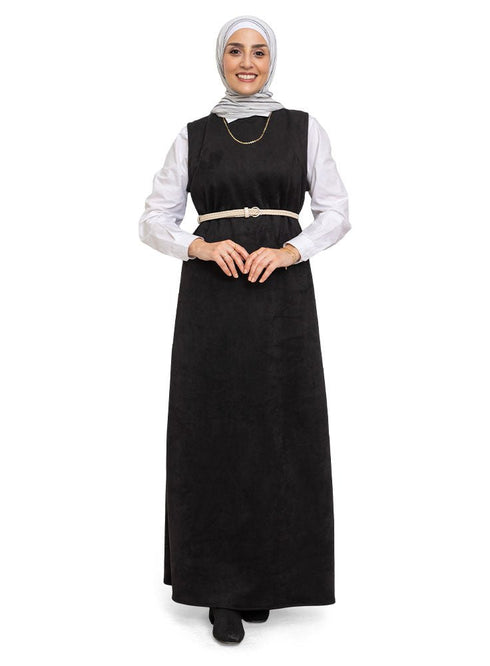 Black Winter Sleeveless Dress - Khotwh