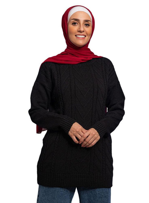 Black Zigzag Pullover - Khotwh