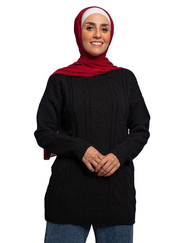 Black Zigzag Pullover - Khotwh