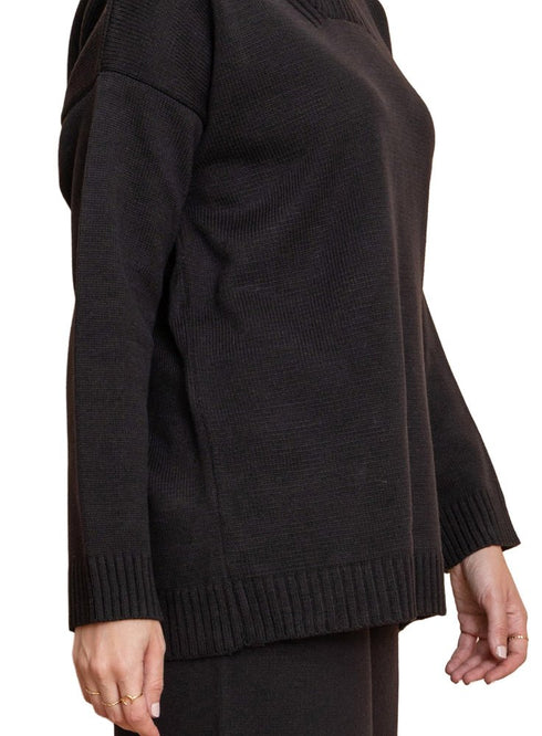 Black Zipper knitted Suit - Khotwh