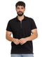 Black Zipper Squares Polo Neck T-Shirt - Khotwh