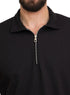 Black Zipper Squares Polo Neck T-Shirt - Khotwh